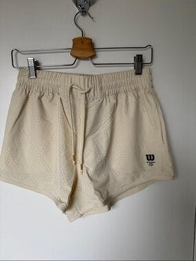 Wilson Cream Perforated Drawstring Athletic Shorts